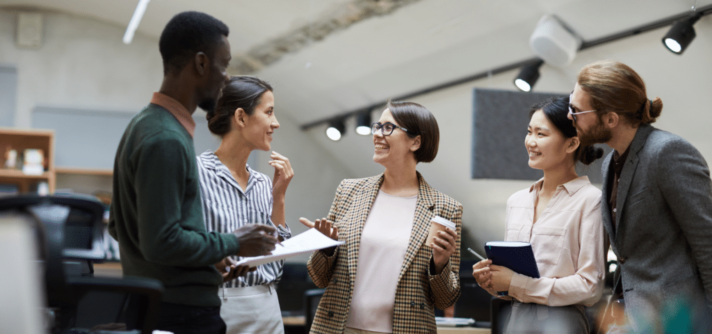 manager talking to group of employees