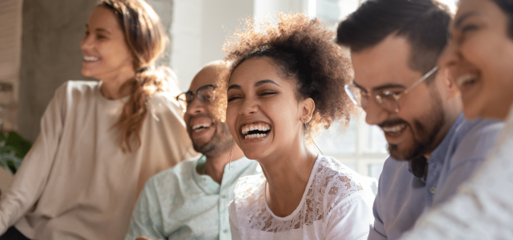 group of young people laughing